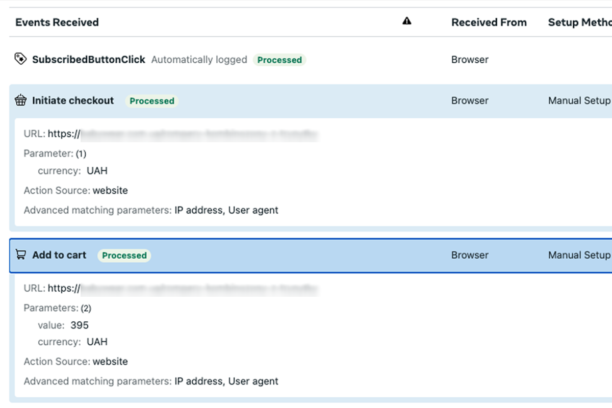 До оптимізації: у Meta передавалися події без параметра value та з дублюванням.